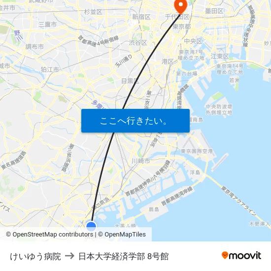 けいゆう病院 to 日本大学経済学部 8号館 map