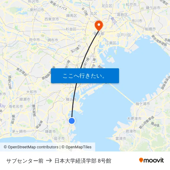 サブセンター前 to 日本大学経済学部 8号館 map