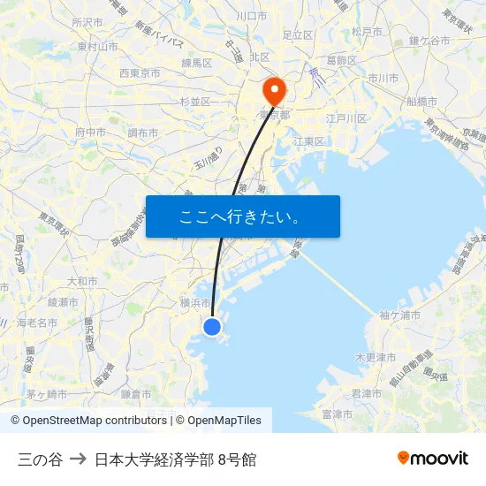 三の谷 to 日本大学経済学部 8号館 map