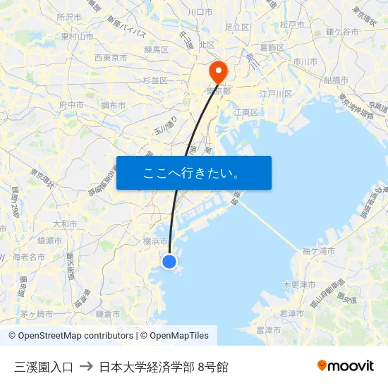 三溪園入口 to 日本大学経済学部 8号館 map