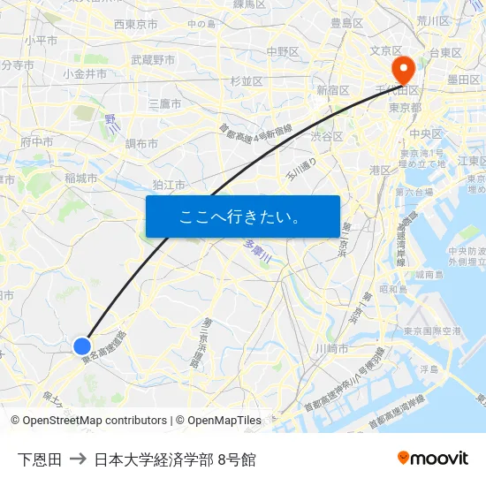 下恩田 to 日本大学経済学部 8号館 map
