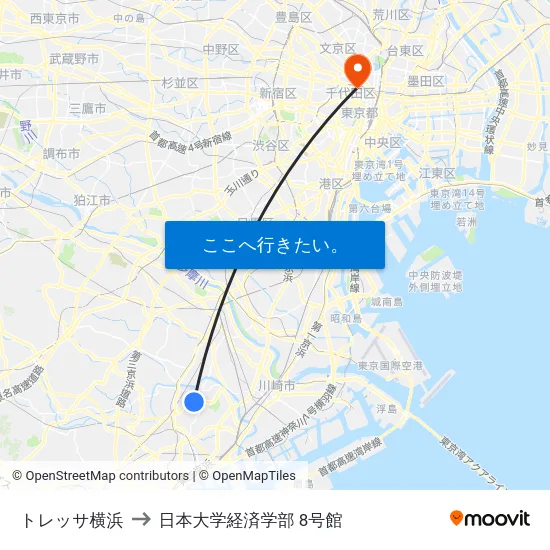トレッサ横浜 to 日本大学経済学部 8号館 map