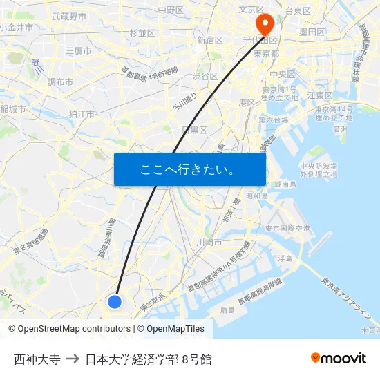 西神大寺 to 日本大学経済学部 8号館 map