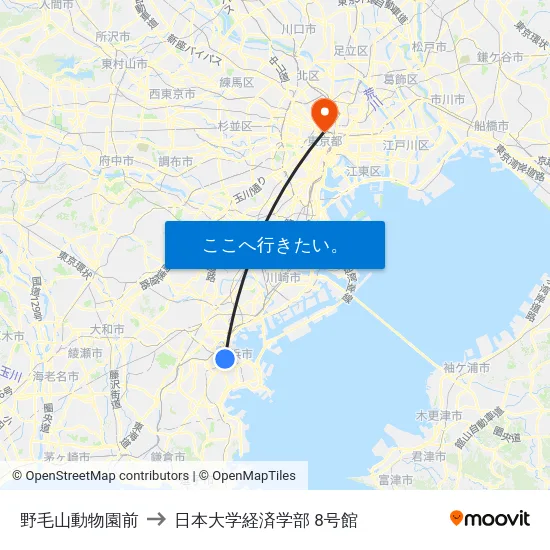 野毛山動物園前 to 日本大学経済学部 8号館 map