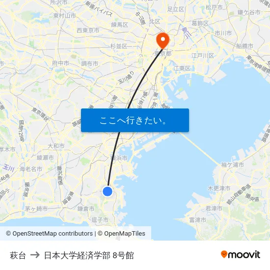 萩台 to 日本大学経済学部 8号館 map