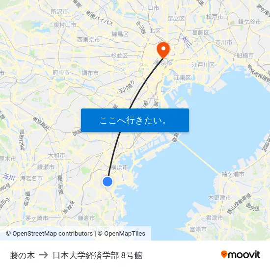 藤の木 to 日本大学経済学部 8号館 map