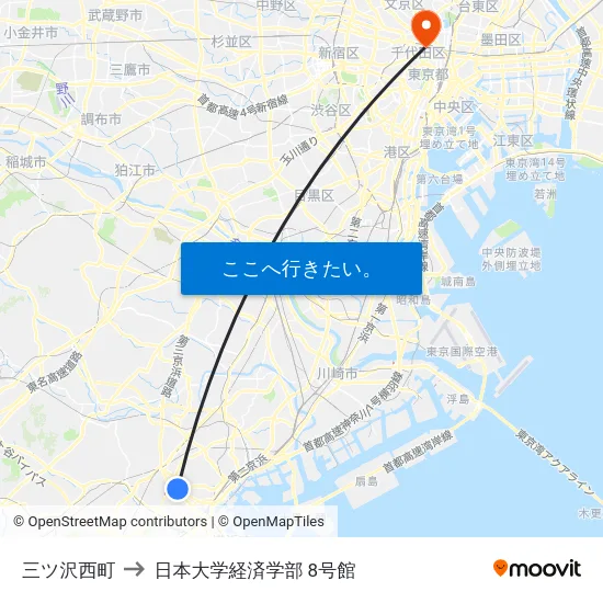 三ツ沢西町 to 日本大学経済学部 8号館 map