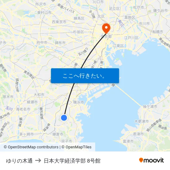 ゆりの木通 to 日本大学経済学部 8号館 map