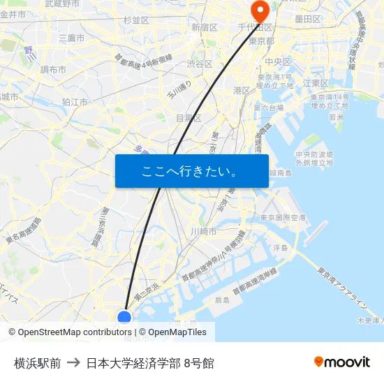 横浜駅前 to 日本大学経済学部 8号館 map