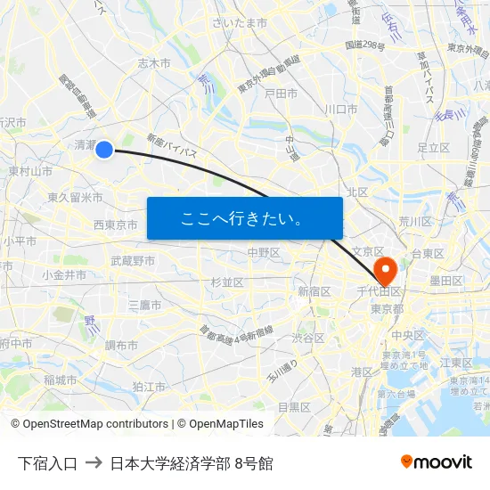 下宿入口 to 日本大学経済学部 8号館 map