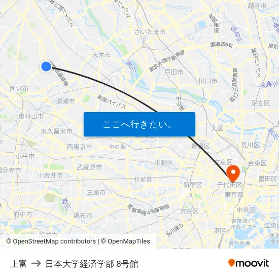 上富 to 日本大学経済学部 8号館 map