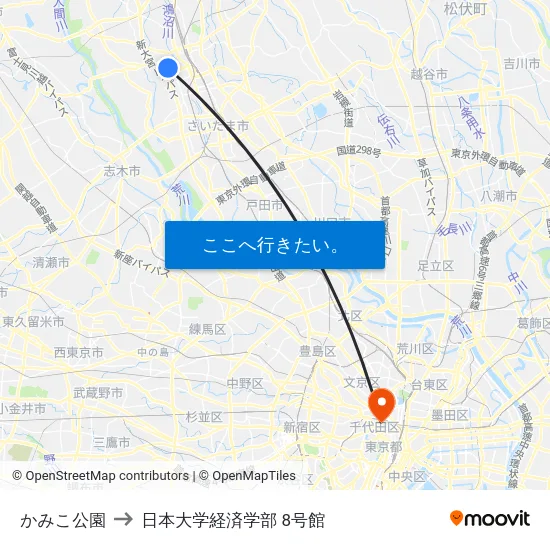 かみこ公園 to 日本大学経済学部 8号館 map
