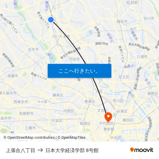 上落合八丁目 to 日本大学経済学部 8号館 map