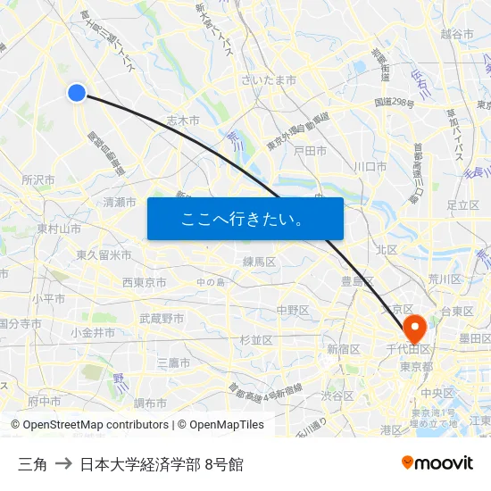 三角 to 日本大学経済学部 8号館 map