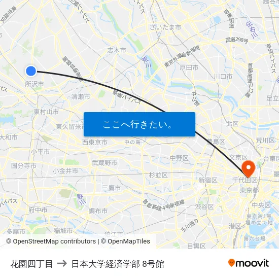 花園四丁目 to 日本大学経済学部 8号館 map