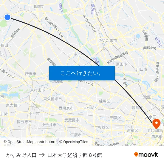 かすみ野入口 to 日本大学経済学部 8号館 map