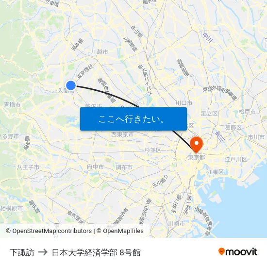 下諏訪 to 日本大学経済学部 8号館 map