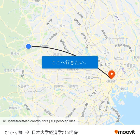 ひかり橋 to 日本大学経済学部 8号館 map