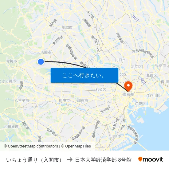 いちょう通り（入間市） to 日本大学経済学部 8号館 map