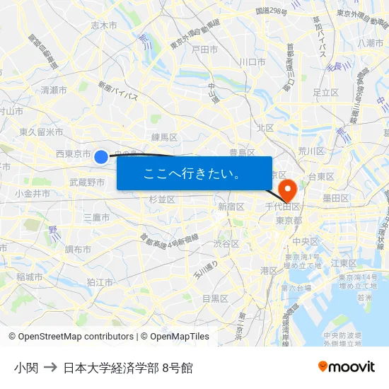 小関 to 日本大学経済学部 8号館 map