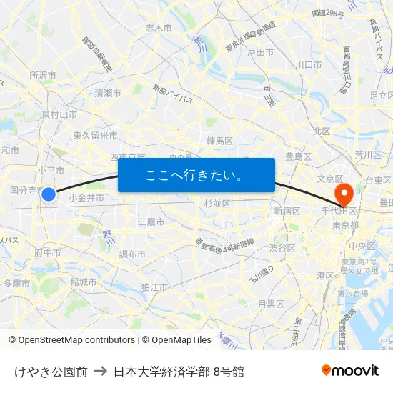 けやき公園前 to 日本大学経済学部 8号館 map