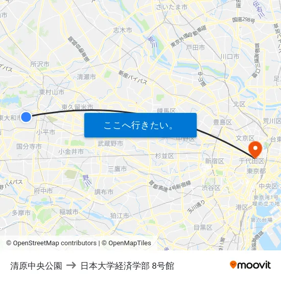 清原中央公園 to 日本大学経済学部 8号館 map