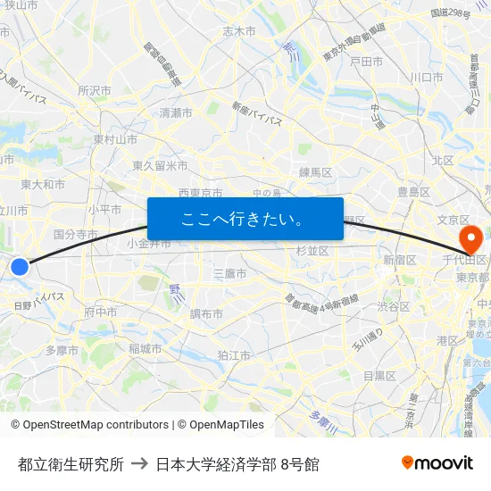 都立衛生研究所 to 日本大学経済学部 8号館 map