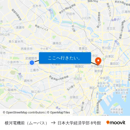 横河電機前（ムーバス） to 日本大学経済学部 8号館 map