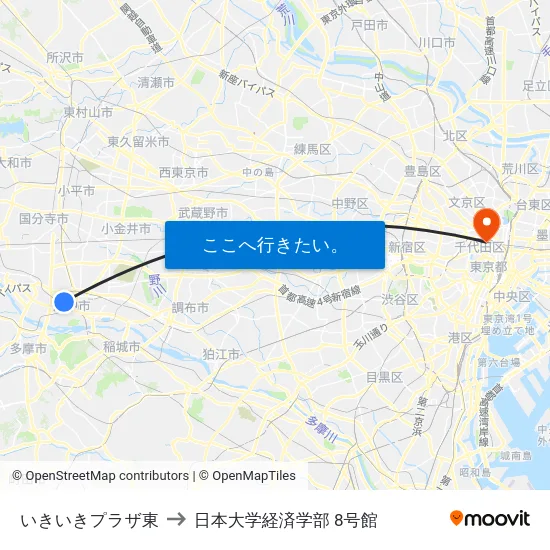 いきいきプラザ東 to 日本大学経済学部 8号館 map
