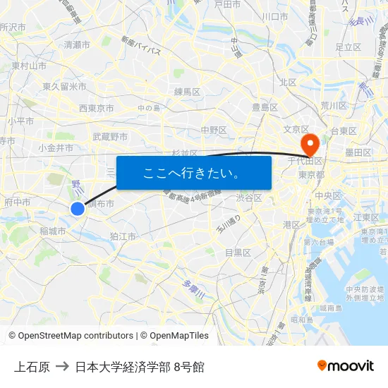 上石原 to 日本大学経済学部 8号館 map
