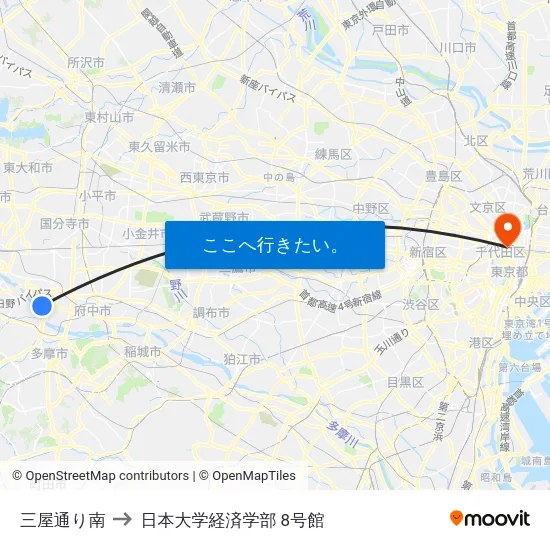 三屋通り南 to 日本大学経済学部 8号館 map