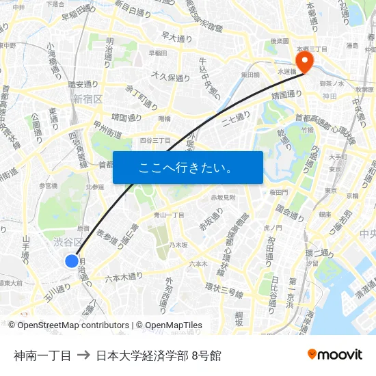 神南一丁目 to 日本大学経済学部 8号館 map