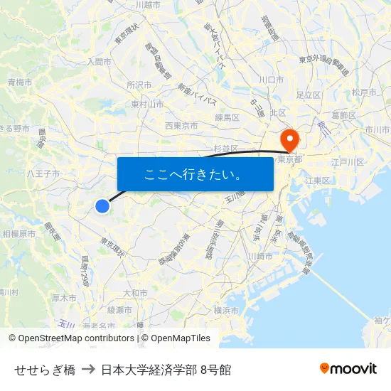 せせらぎ橋 to 日本大学経済学部 8号館 map