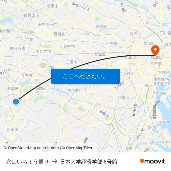 永山いちょう通り to 日本大学経済学部 8号館 map