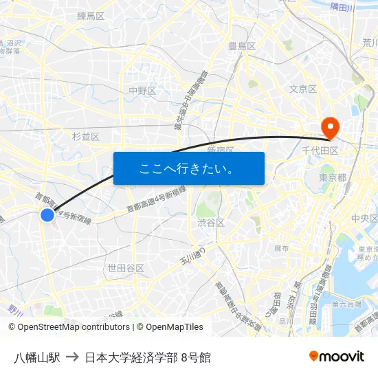 八幡山駅 to 日本大学経済学部 8号館 map