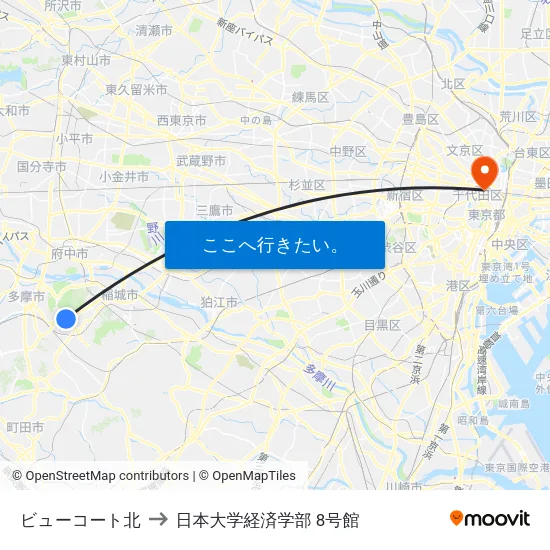 ビューコート北 to 日本大学経済学部 8号館 map