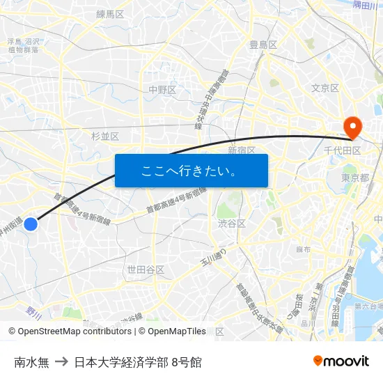 南水無 to 日本大学経済学部 8号館 map