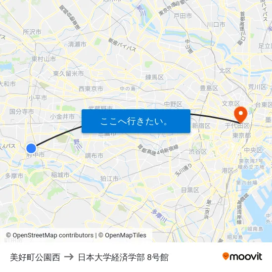 美好町公園西 to 日本大学経済学部 8号館 map