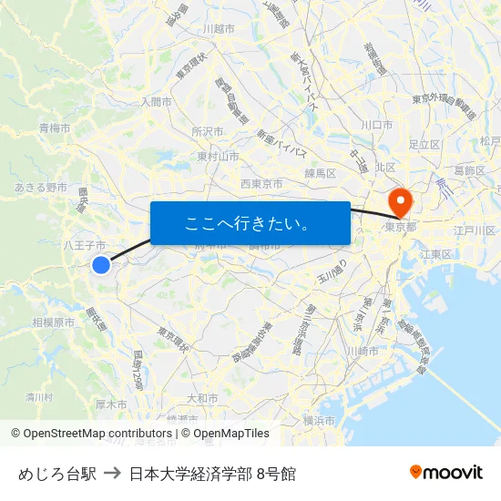 めじろ台駅 to 日本大学経済学部 8号館 map