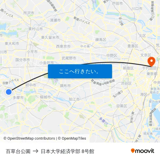 百草台公園 to 日本大学経済学部 8号館 map