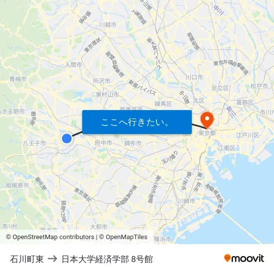 石川町東 to 日本大学経済学部 8号館 map