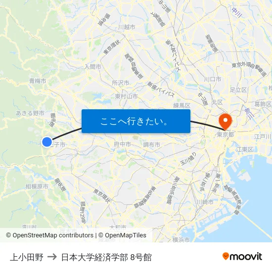 上小田野 to 日本大学経済学部 8号館 map