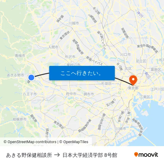 あきる野保健相談所 to 日本大学経済学部 8号館 map