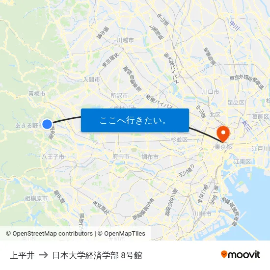 上平井 to 日本大学経済学部 8号館 map