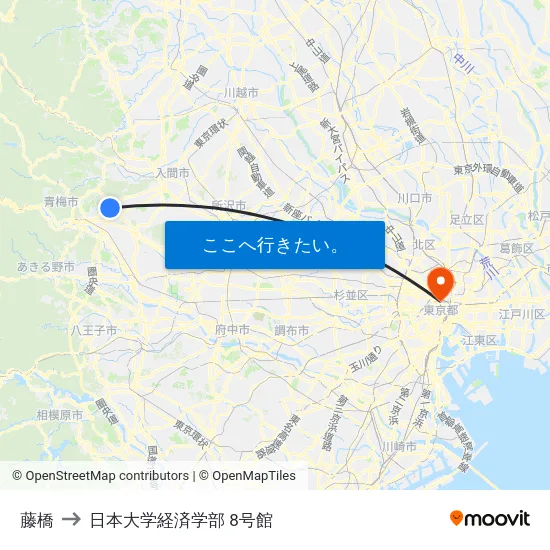 藤橋 to 日本大学経済学部 8号館 map