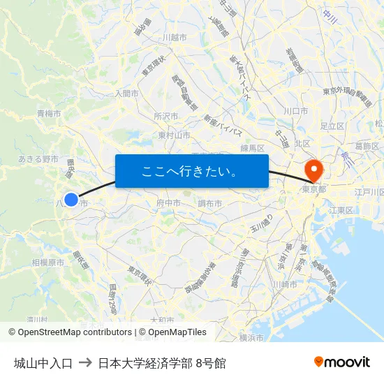 城山中入口 to 日本大学経済学部 8号館 map