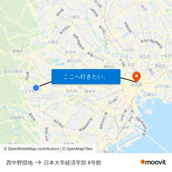 西中野団地 to 日本大学経済学部 8号館 map