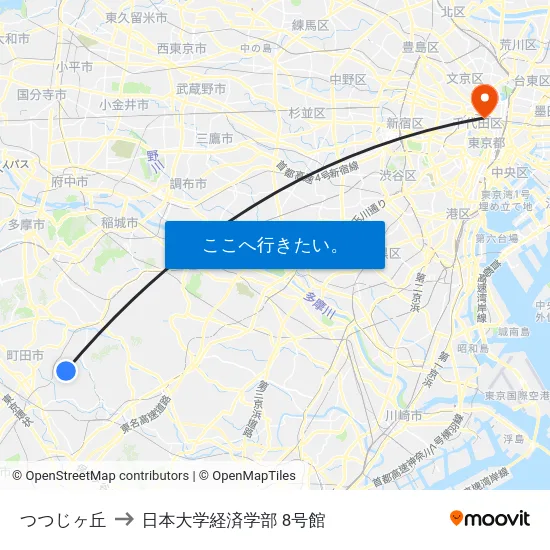 つつじヶ丘 to 日本大学経済学部 8号館 map