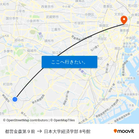 都営金森第９前 to 日本大学経済学部 8号館 map