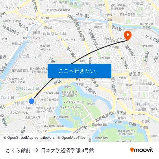 さくら館前 to 日本大学経済学部 8号館 map